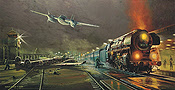 Delayed Departure, Me-110 and Mosquito aviation art by Robert Bailey